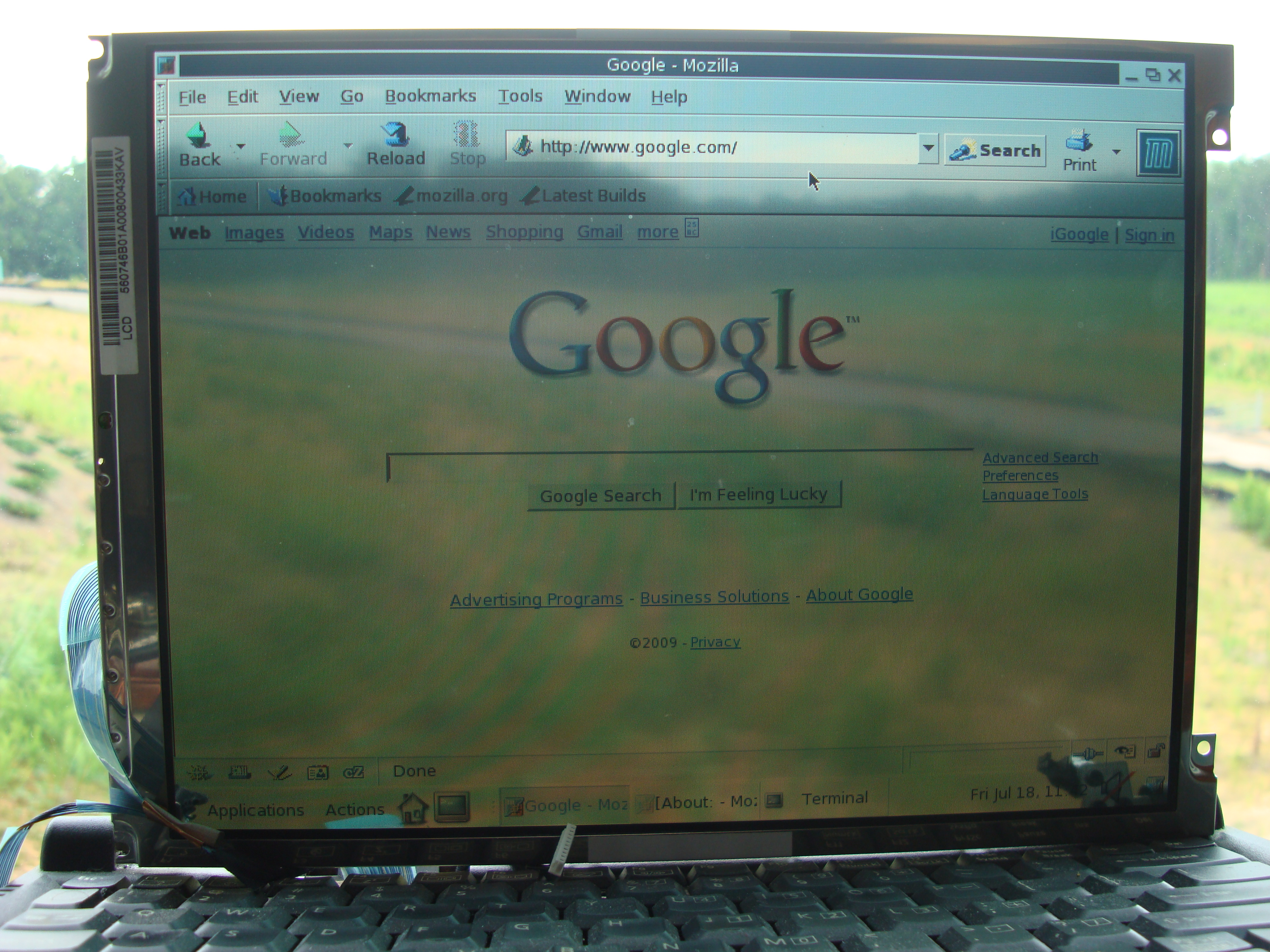 Natural light showing through the LCD after the backlight was removed