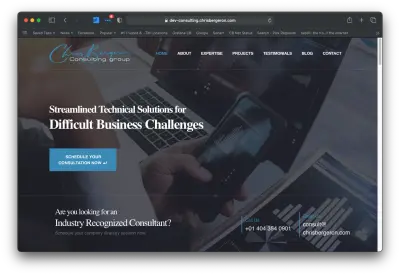 Screenshot of CB Consulting Group website. consulting.chrisbergeron.com