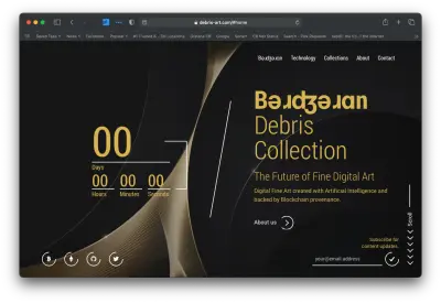Screenshot of Debris Art website. debris-art.com